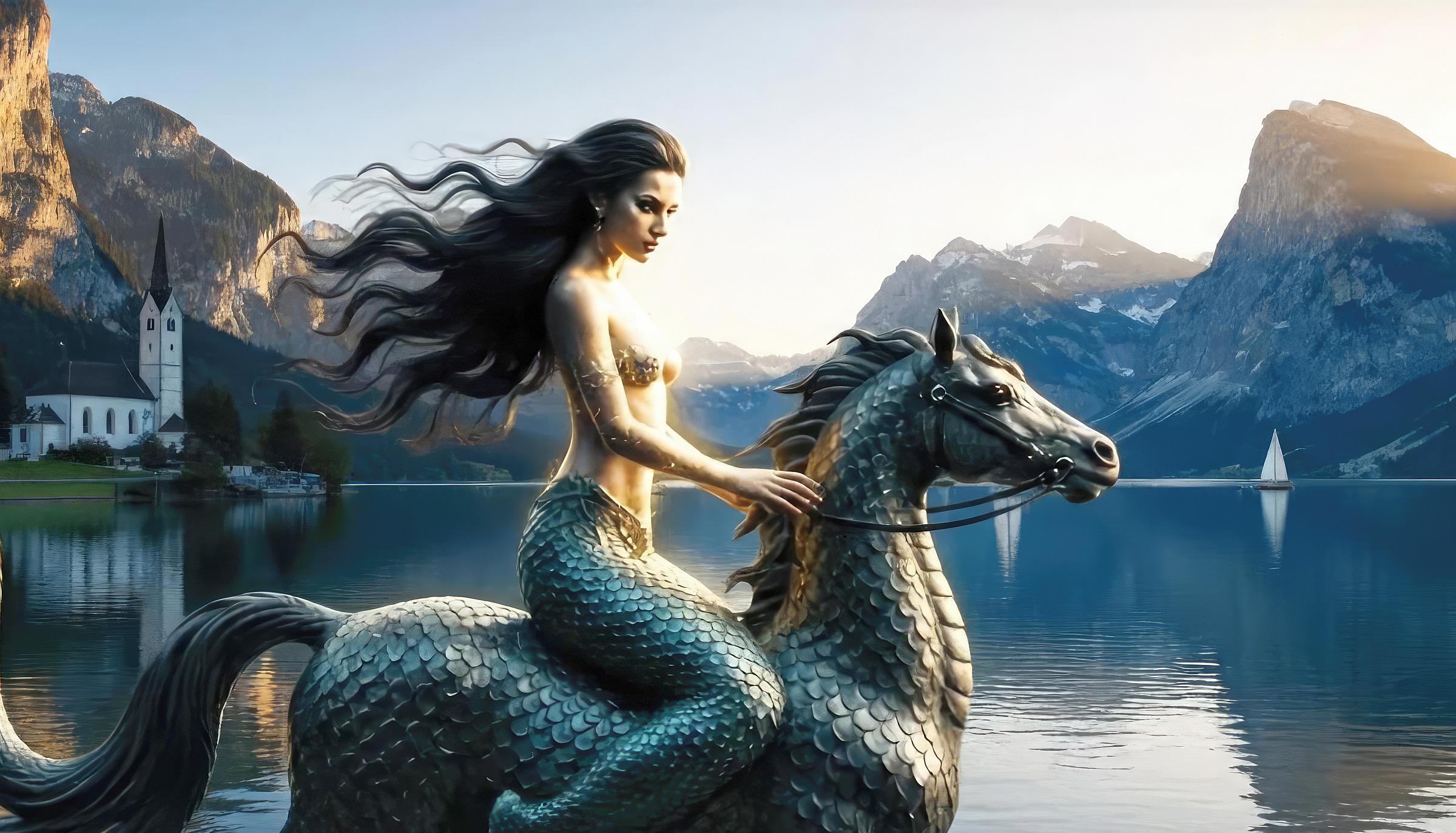 Traunsee Maiden riding across the lake